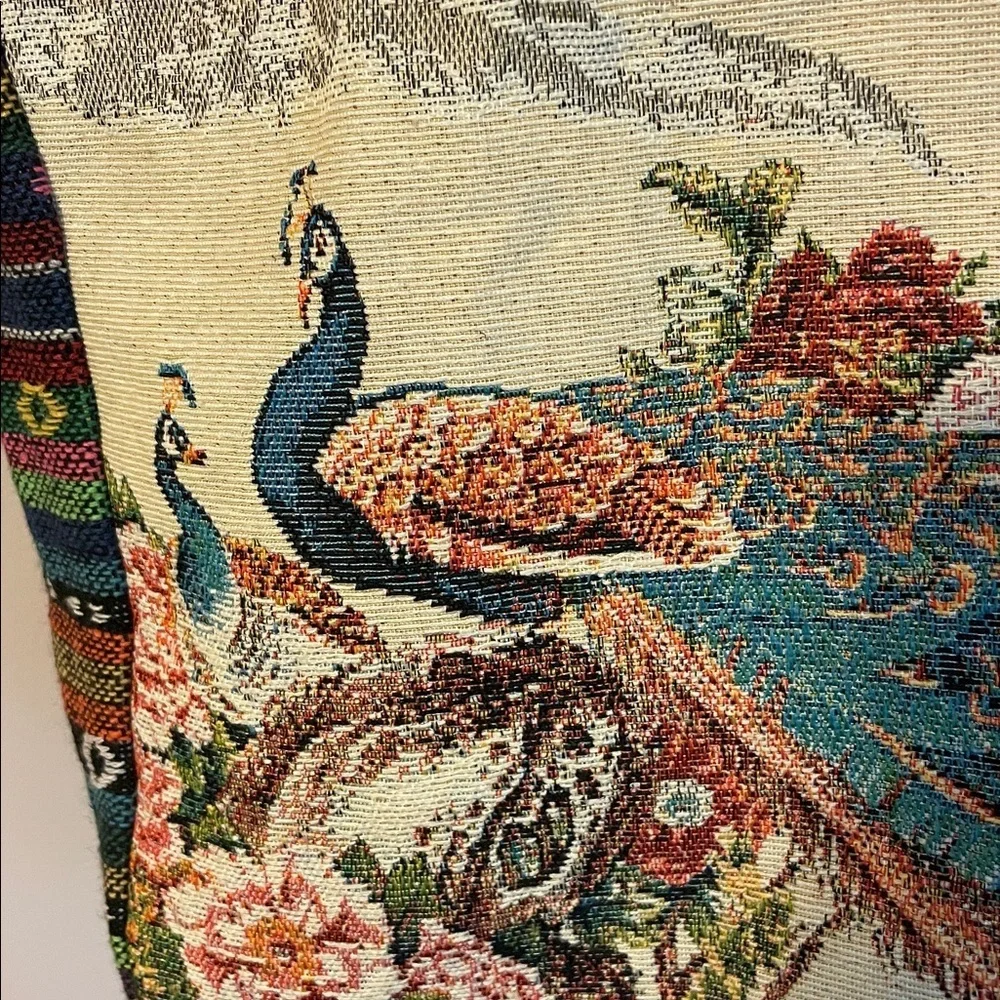 Peacock Embroidered Tapestry Crossbody Purse Bag